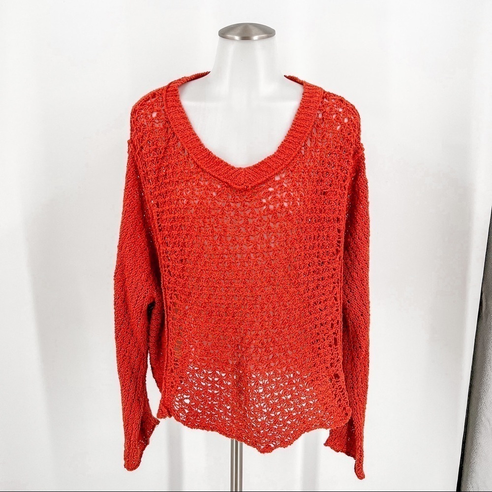 Free People Crochet Off the Shoulder Sweater